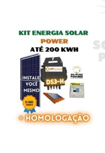 Kit Energia Solar On Grid - Micro Inversor APSystems DS3-H Power – 150 a 200 kWh/Mês 1 Kit Energia Solar 200 kWh Mês