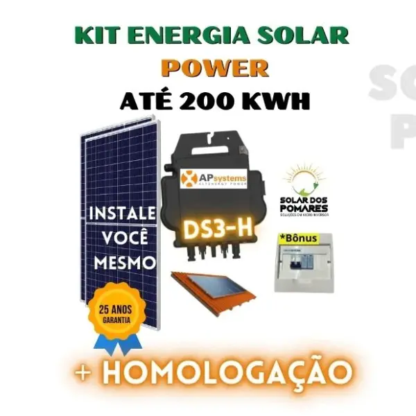 Kit Energia Solar 200 kWh Mês
