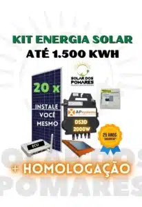 Kit Energia Solar On Grid - Micro inversor Apsystems DS3D Elite - 1200 a 1500 kWh/Mês 1 Kit de Energia Solar 1500 kwh mês completo com micro inversor apsystems ds3d 2000w placas estrutura telhado e monitoramento com homologação