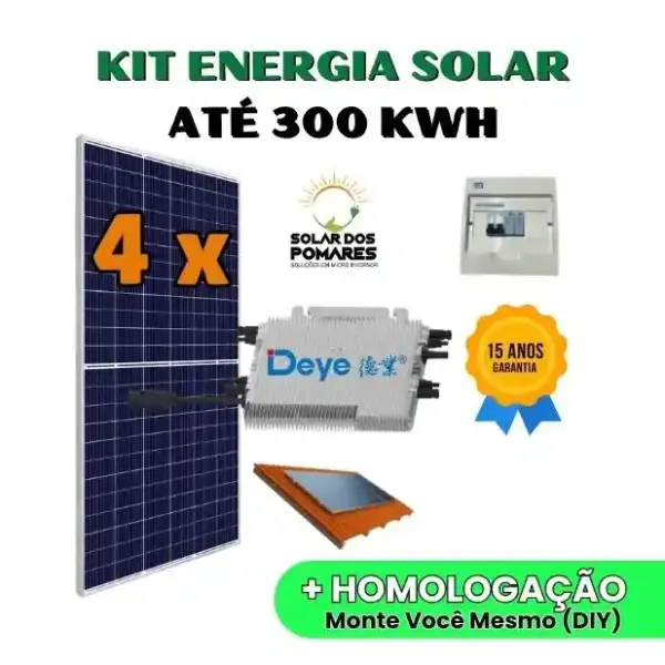 Kit Energia Solar 300 kWh Mês