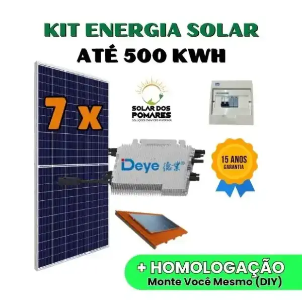 Kit Energia Solar 500 kWh Mês