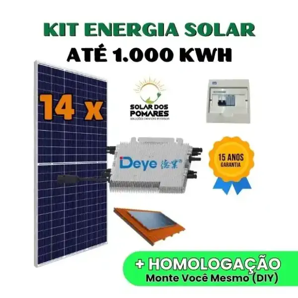 Kit Energia Solar 1000 kWh Mês