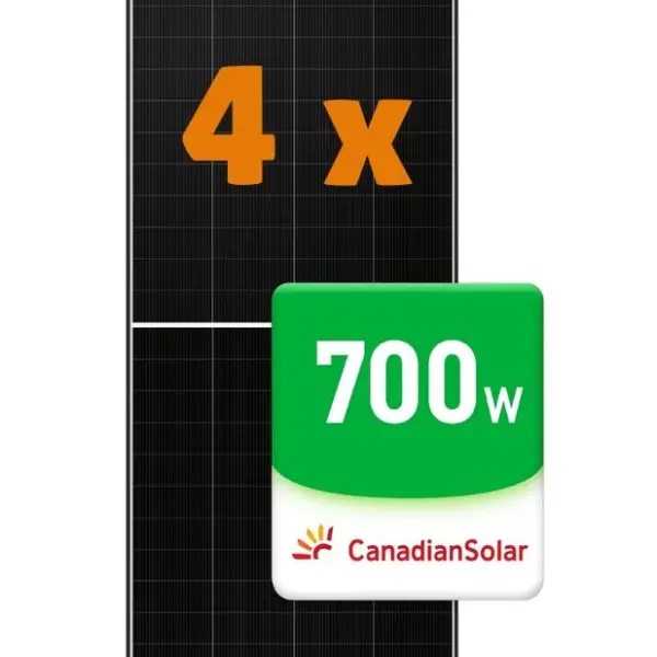 Kit 4 Placas Fotovoltaicas Canadian 700W