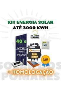 Kit Energia Solar On Grid - Micro inversor Apsystems DS3D Especial - 2700 a 3000 kWh/Mês 1 Kit Energia Solar 3000 kWh Mês