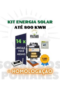 Kit Energia Solar On Grid - Micro inversor Apsystems DS3D Deluxe E - 800kWh a 1000 kWh/Mês 1 Kit Energia Solar 800 kWh Mês