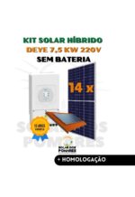 Kit Energia Solar Híbrido 1000 kWh Mês - Inversor Deye 5kW - 220V