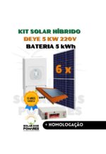 Kit Energia Solar Híbrido 400 kWh Mês - Inversor Deye 5kW - 220V Bateria 5kWh