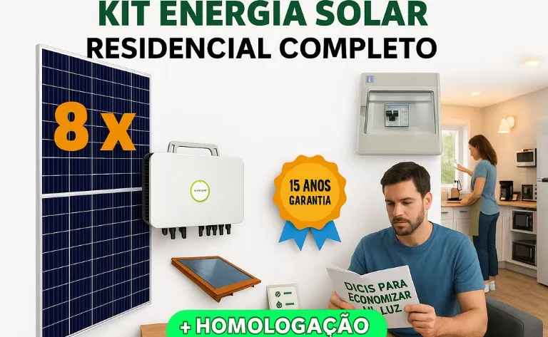 Kit Energia Solar Residencial Completo 600 kWh Mês | Promoção 1 Kits solares on-grid com instalação inclusa