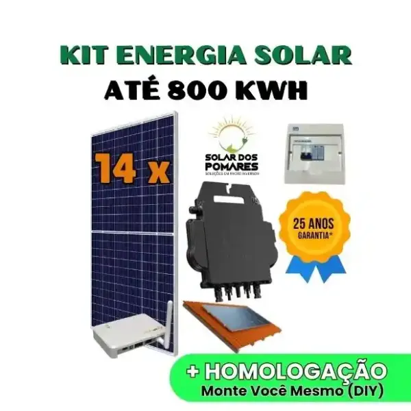 Kit Energia Solar 800 kWh Mês