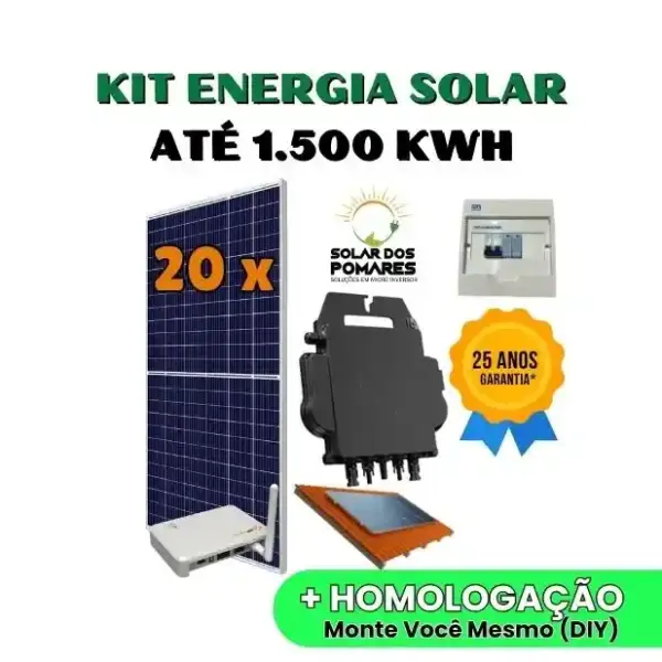 Kit Energia Solar 1500 kWh Mês