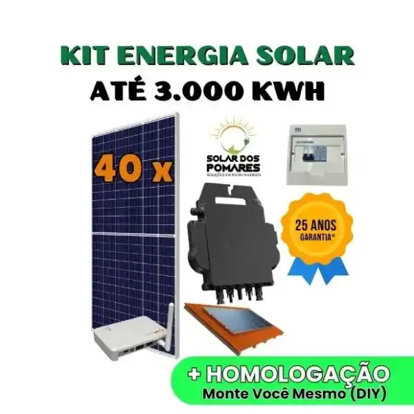 Kit Energia Solar 3000 kWh Mês