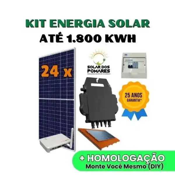 Kit Energia Solar 1800 kWh Mês