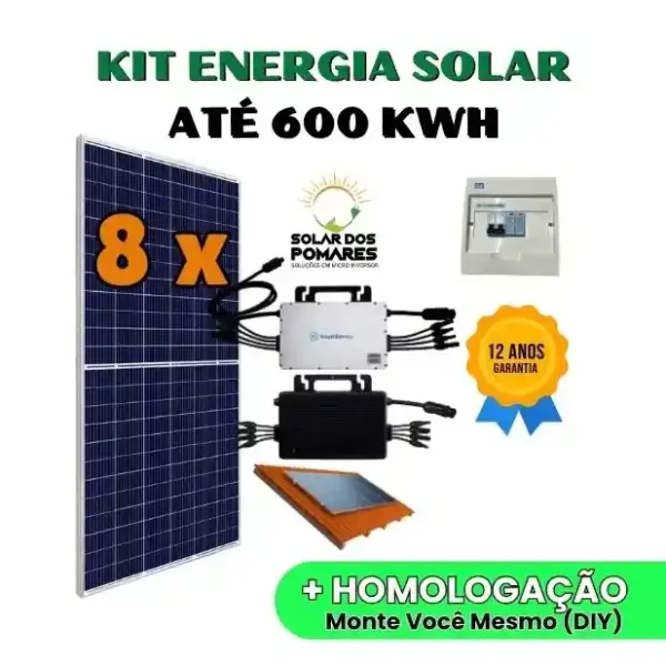 Kit Energia Solar On Grid - Micro Inversor Hoymiles HMS 2000 Confort – 480 a 600 kWh/Mês