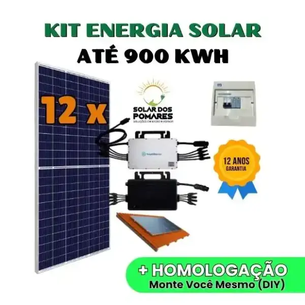 Kit Energia Solar On Grid - Micro inversor Hoymiles HMS 2000 Super – 720 a 900 kWh/Mês